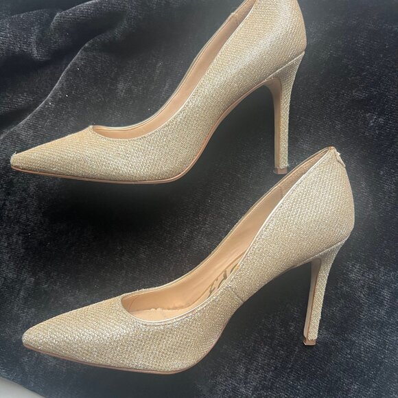 Sam Edelman Hazel Gold Glitter Pointed Toe Pumps Size 7 - Picture 2 of 3